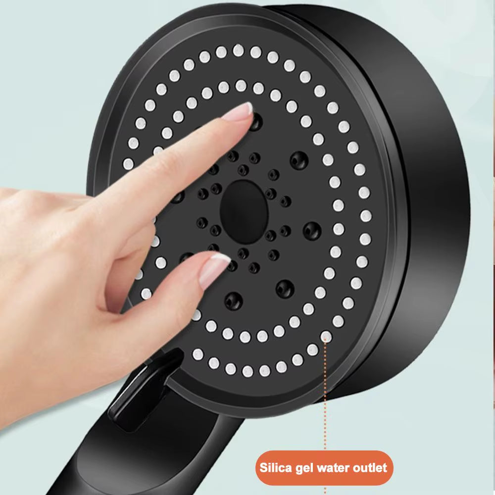 Pommeau de Douche Haute Pression à Main – 5 Jets Réglables, Économiseur d’Eau, Accessoire Universel avec Interface Standard (22,5 × 8,8 × 1,8 cm)