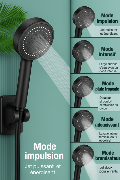 Pommeau de Douche Haute Pression à Main – 5 Jets
